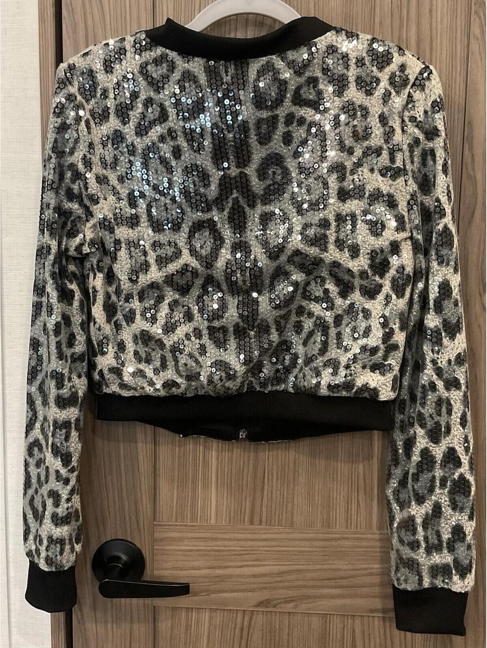 Swooh Womens zip up Sequin Animal Print Jacket Size M - Picture 2 of 6